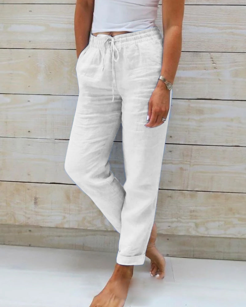 Monika™ linen pants with elastic waistband