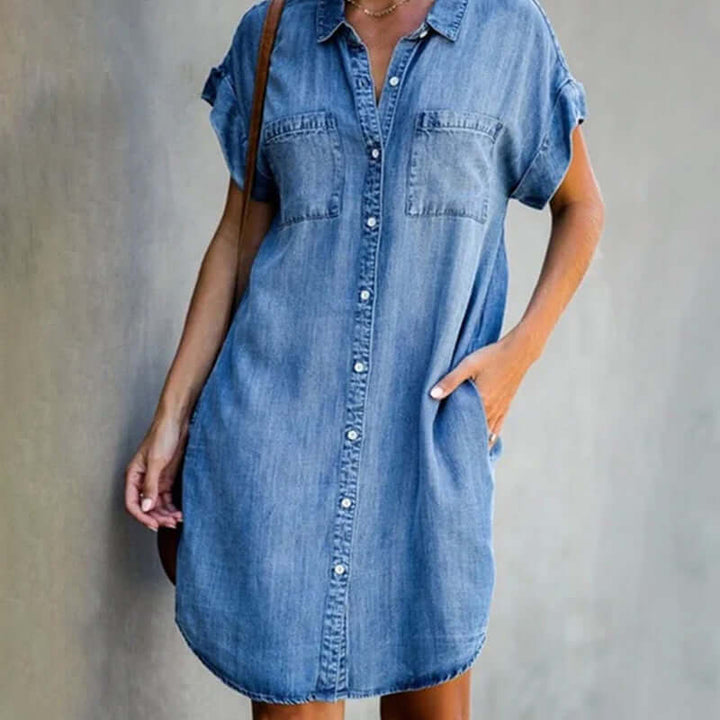 Valerie™ Elegant Denim Dress with Tummy Coverage