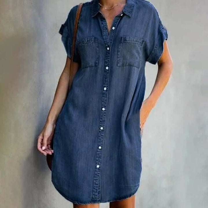 Valerie™ Elegant Denim Dress with Tummy Coverage