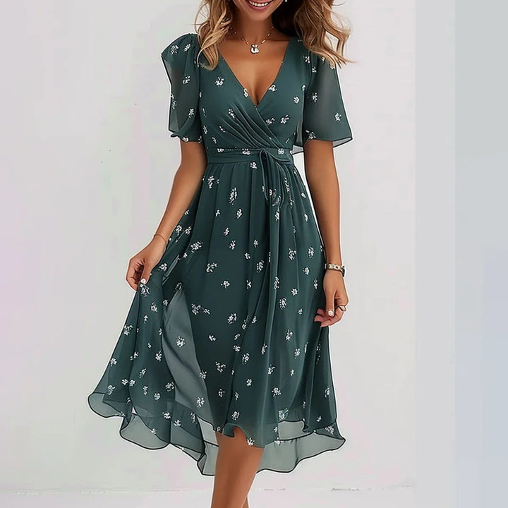 Lynette™ Elegant Short Sleeve Chiffon Dress