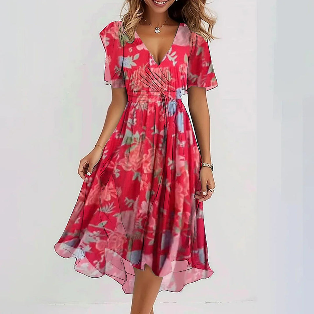 Lynette™ Elegant Short Sleeve Chiffon Dress