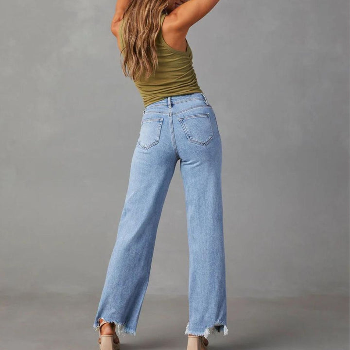 Luna™  Straight jeans with fringed hem