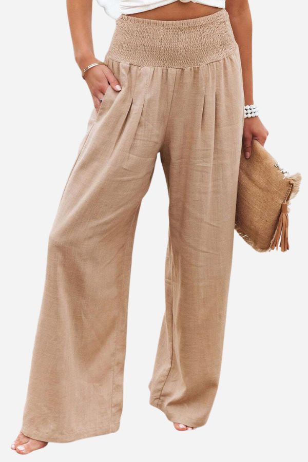 Milda™ High-Waist Cotton Linen Palazzo Trousers