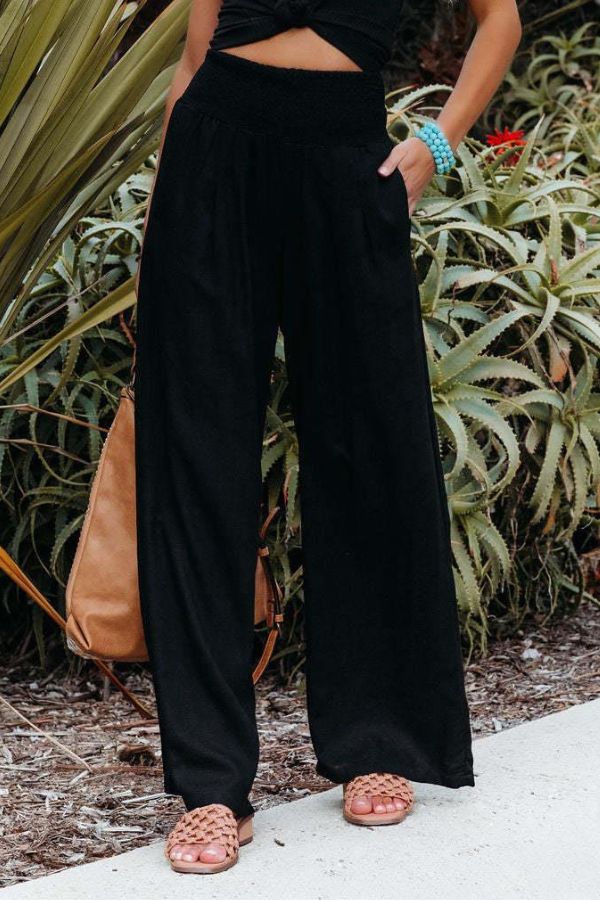 Milda™ High-Waist Cotton Linen Palazzo Trousers