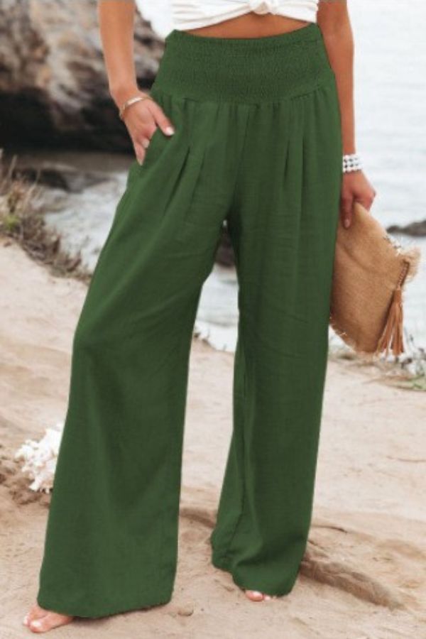 Milda™ High-Waist Cotton Linen Palazzo Trousers