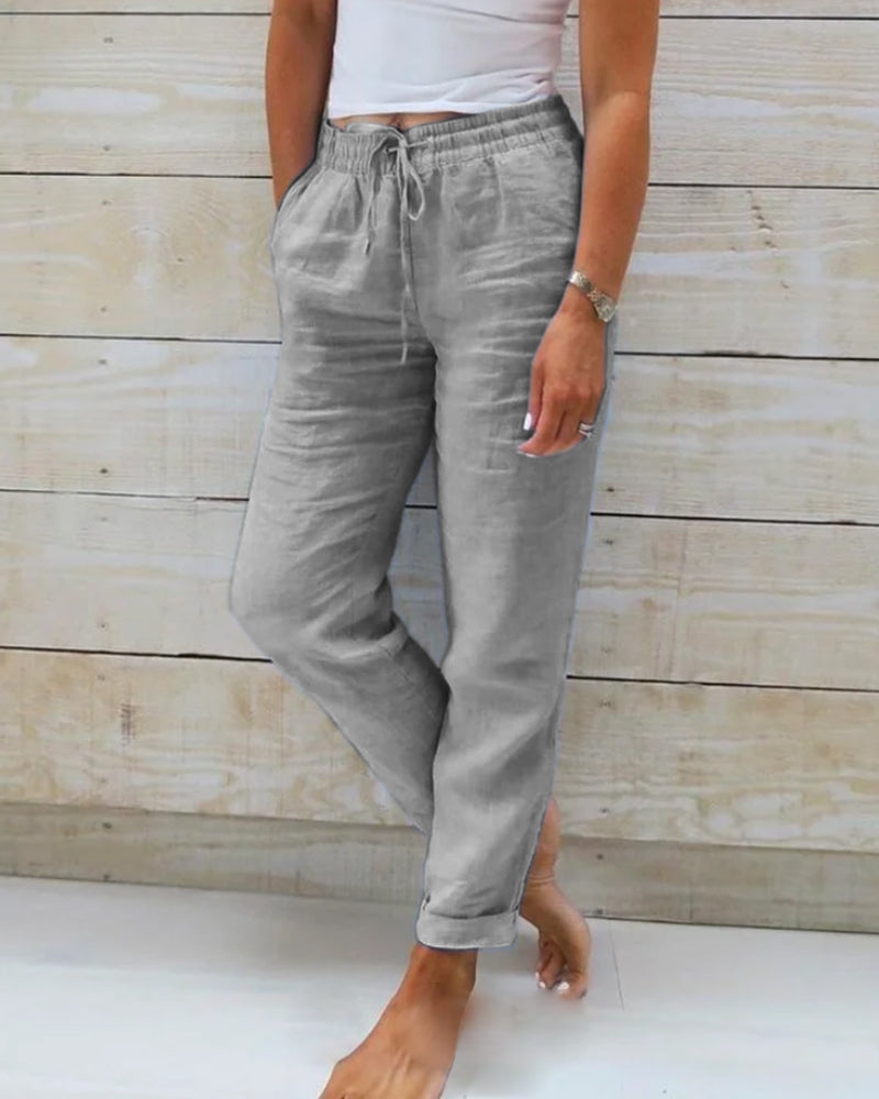 Monika™ linen pants with elastic waistband