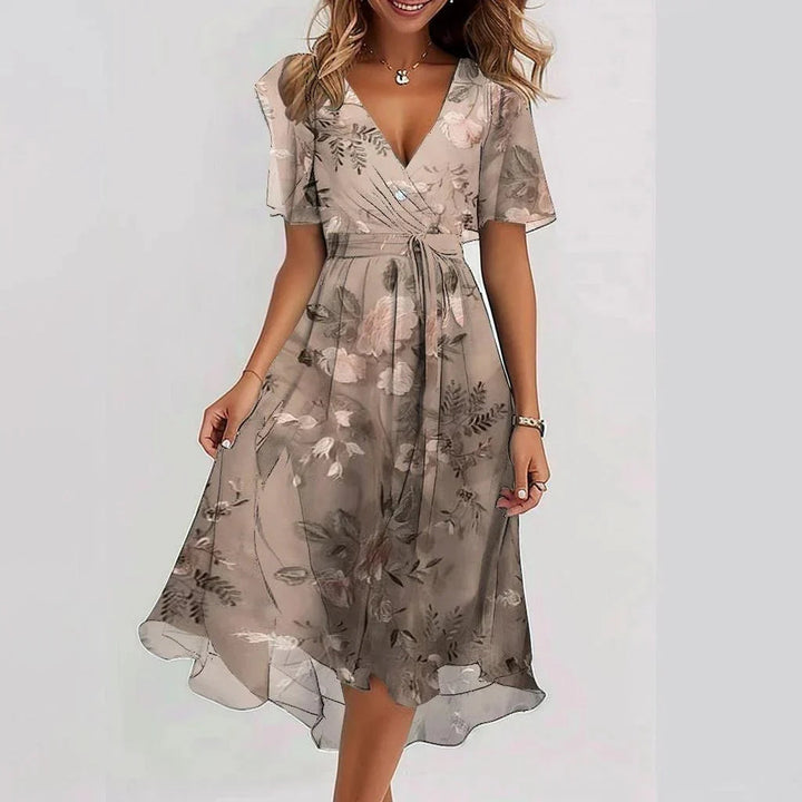 Lynette™ Elegant Short Sleeve Chiffon Dress