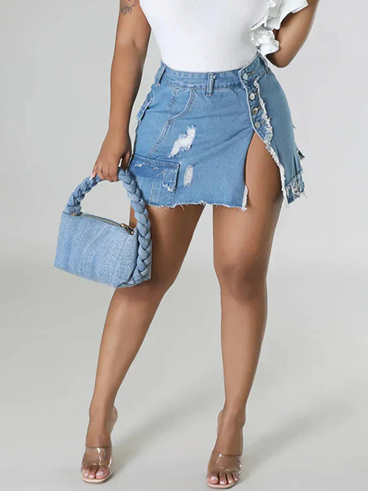 Valerie™ Stylish high-waist denim skirt