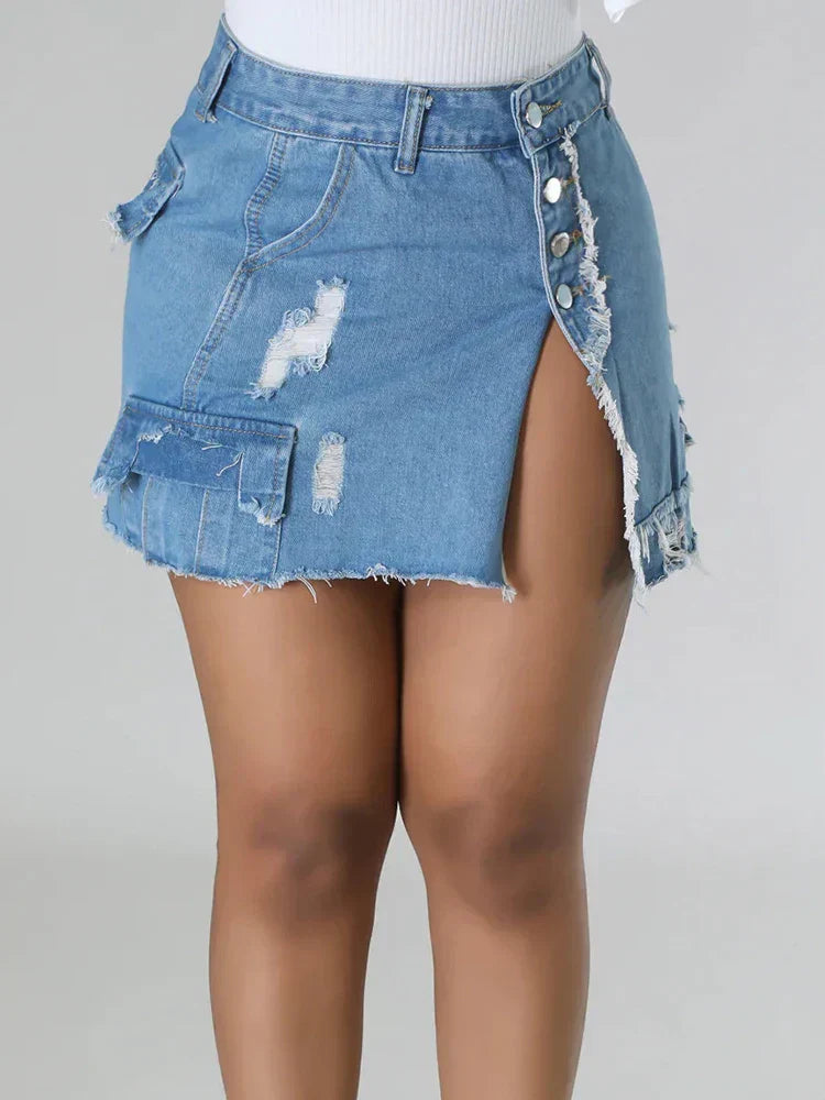 Valerie™ Stylish high-waist denim skirt