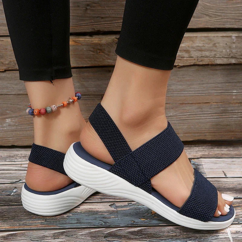 Raelynn™ Elastic Fabric Knit Strap Wedge Sandals