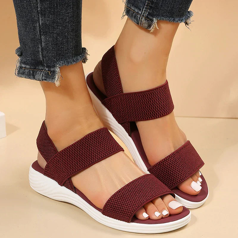 Raelynn™ Elastic Fabric Knit Strap Wedge Sandals