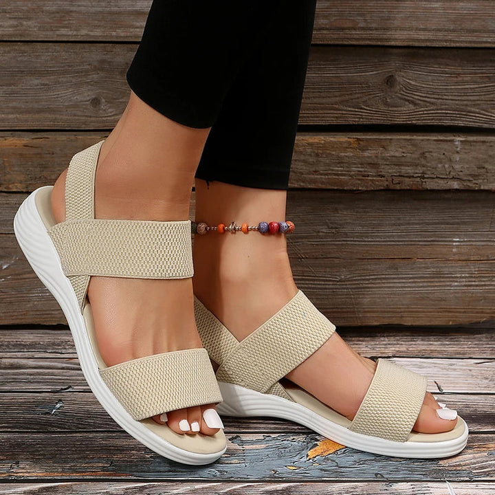 Raelynn™ Elastic Fabric Knit Strap Wedge Sandals