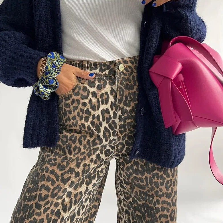 Benthe™ Vintage Jeans With Leopard Print