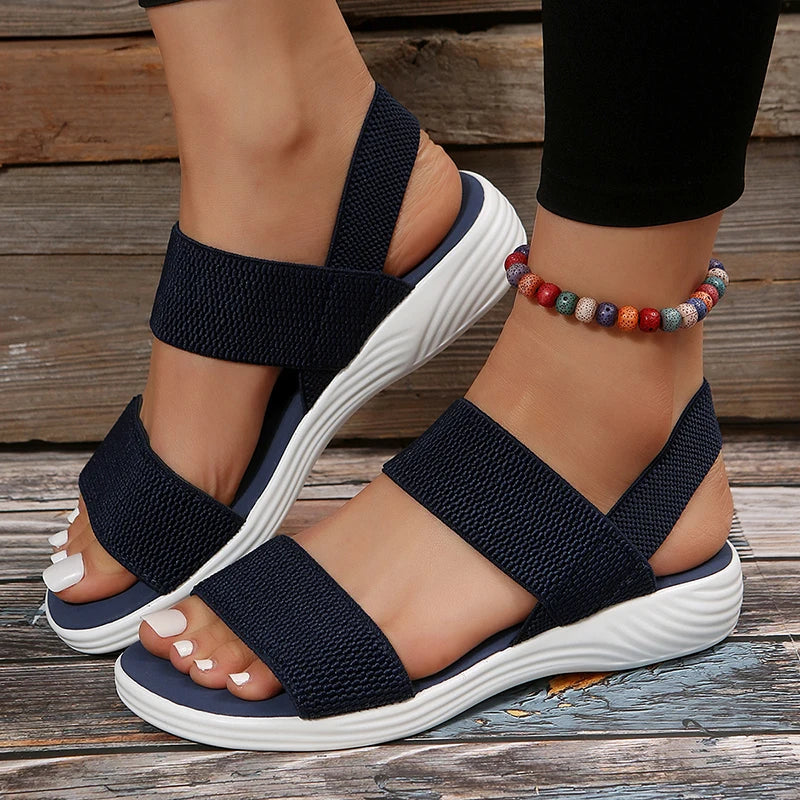 Raelynn™ Elastic Fabric Knit Strap Wedge Sandals