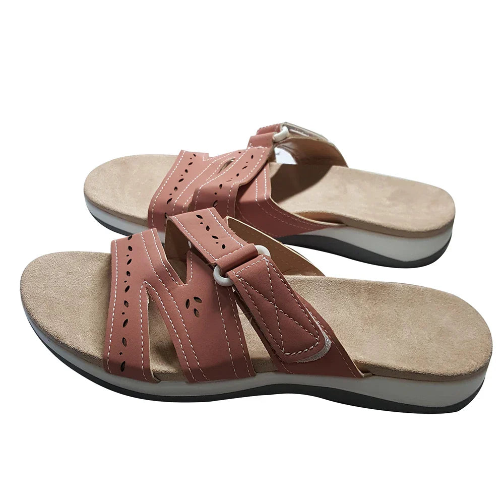 Cora™ Orthopedic Round Toe Buckle Strap Sandal