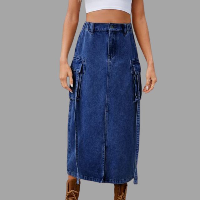 Colleen™ High-waisted denim skirt