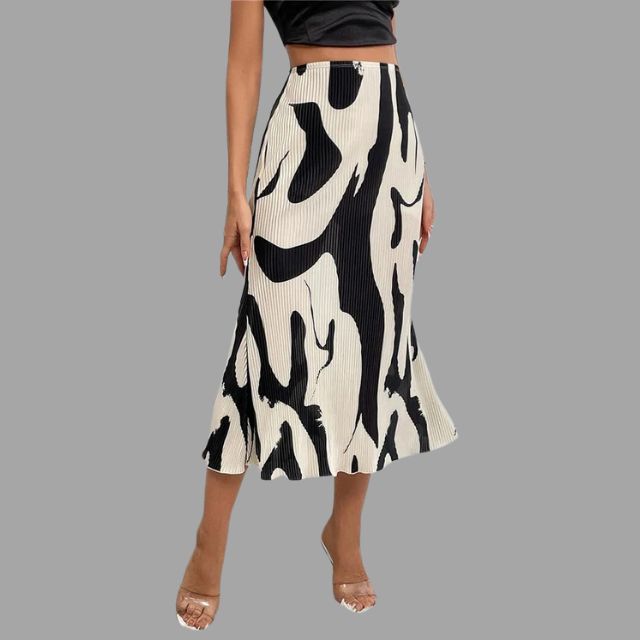 Esmeralda™ Pleated midi skirt with abstract print