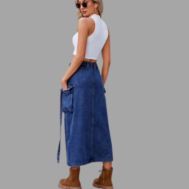 Colleen™ High-waisted denim skirt