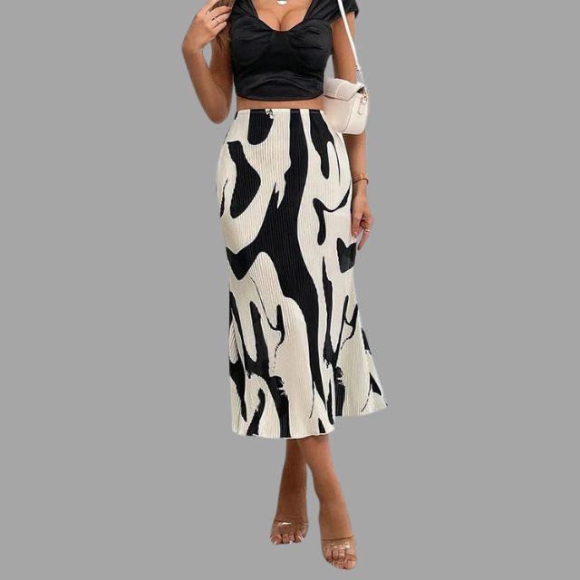 Esmeralda™ Pleated midi skirt with abstract print