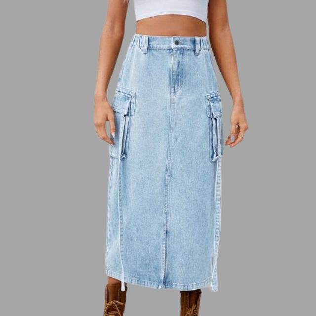 Colleen™ High-waisted denim skirt