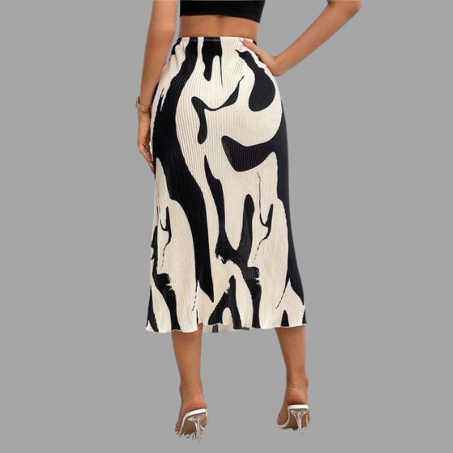 Esmeralda™ Pleated midi skirt with abstract print