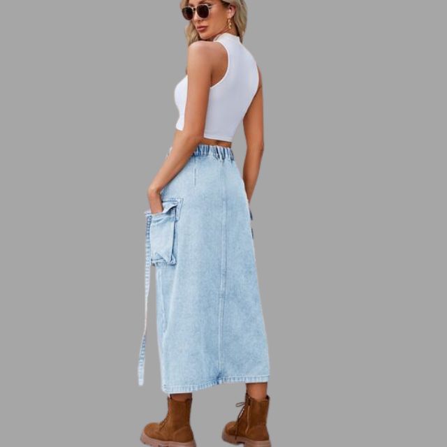 Colleen™ High-waisted denim skirt