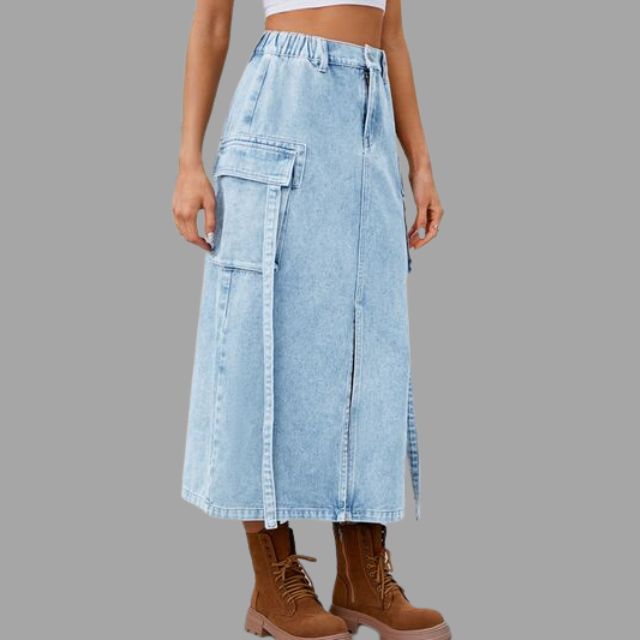 Colleen™ High-waisted denim skirt