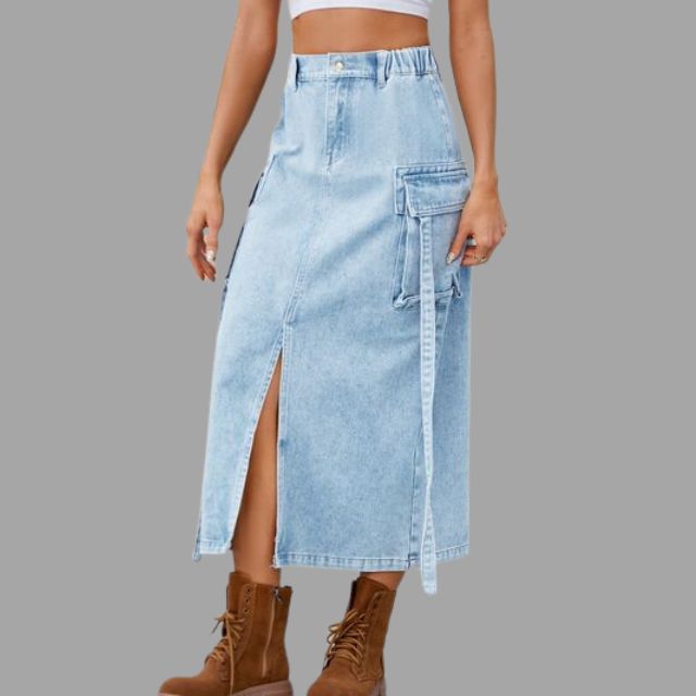 Colleen™ High-waisted denim skirt