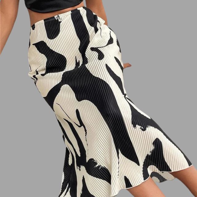 Esmeralda™ Pleated midi skirt with abstract print