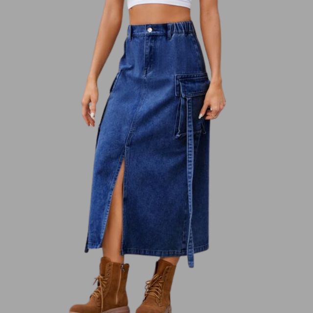 Colleen™ High-waisted denim skirt