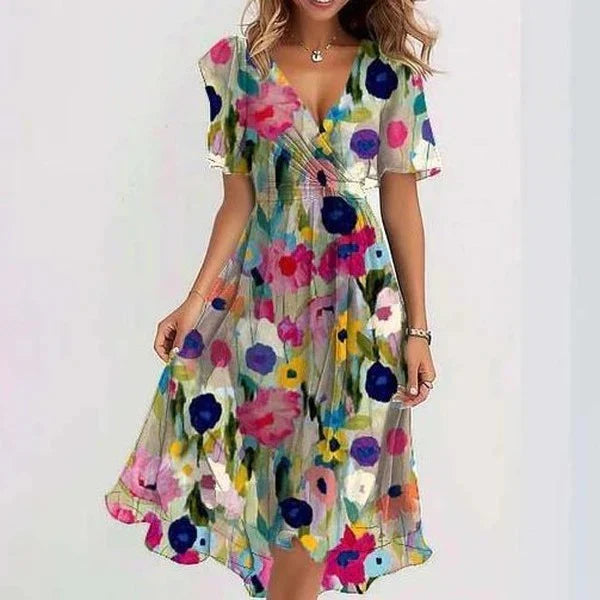 Lynette™ Elegant Short Sleeve Chiffon Dress