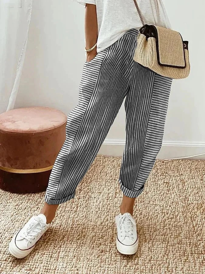 Lara™ Striped Cotton Trousers