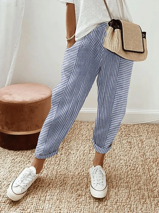 Lara™ Striped Cotton Trousers