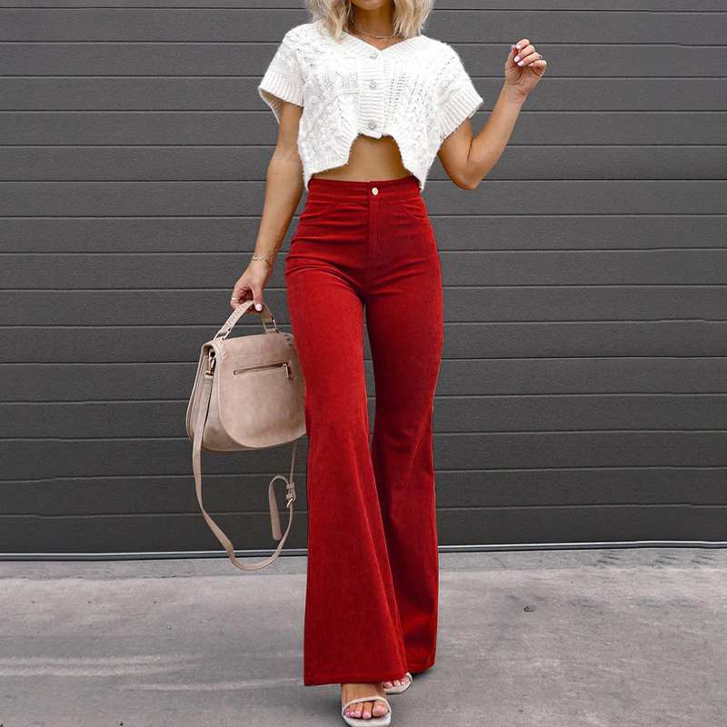 Luna™ corduroy trousers with flare and high waist