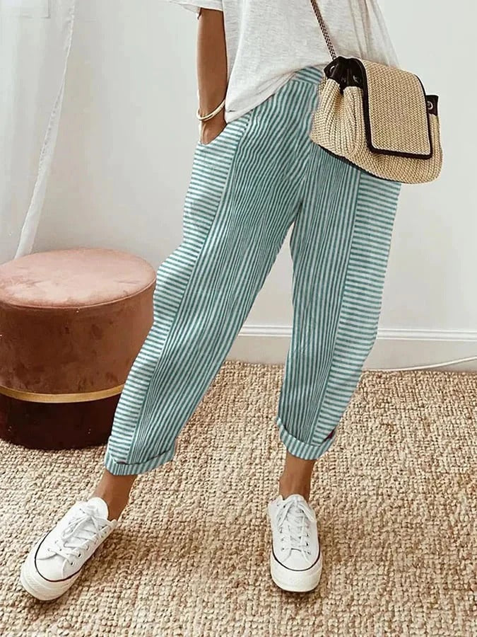 Lara™ Striped Cotton Trousers