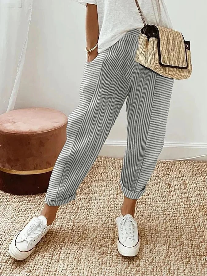 Lara™ Striped Cotton Trousers