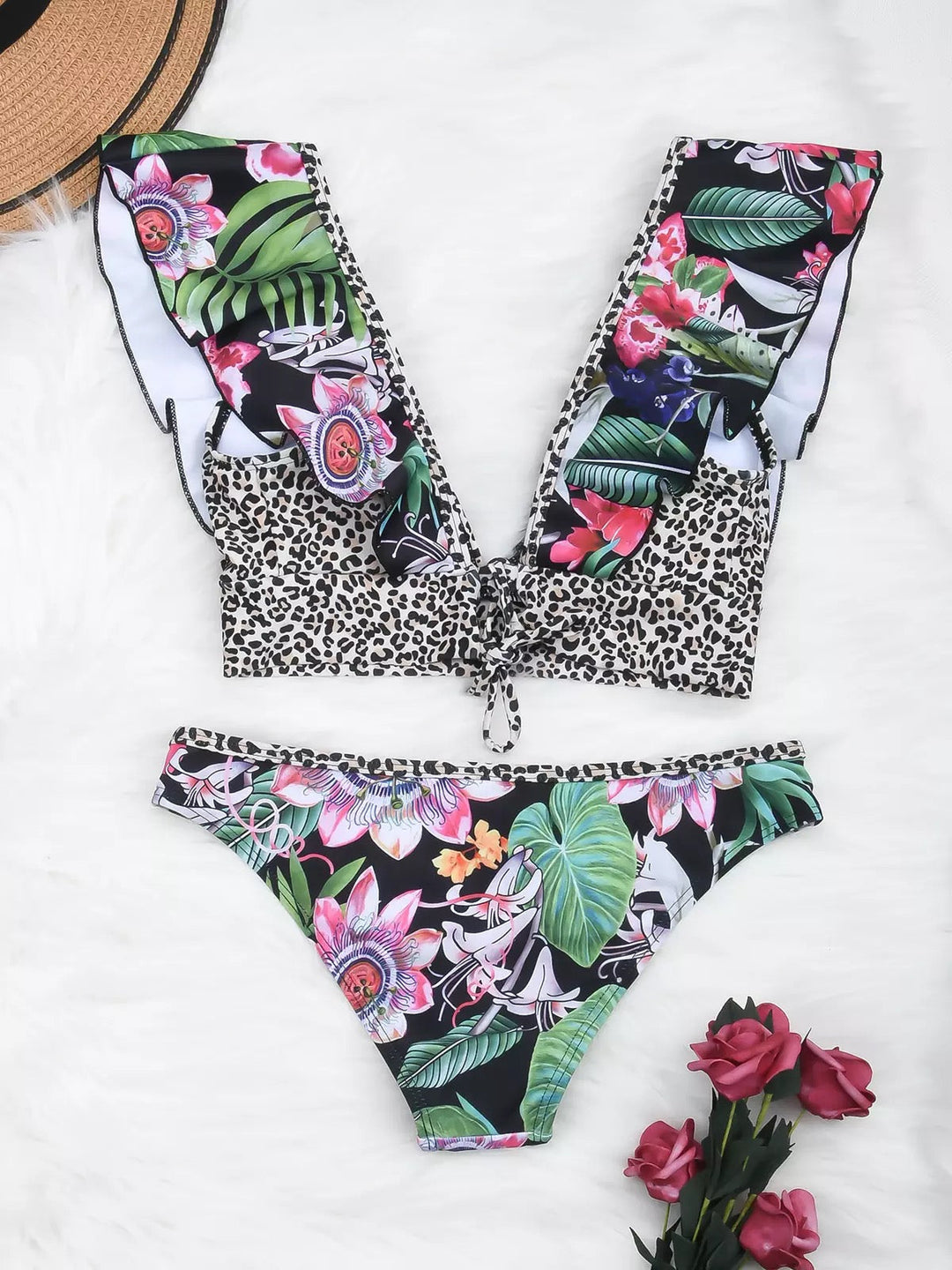 TROPICAL™ - Bikini with leopard print & ruffles