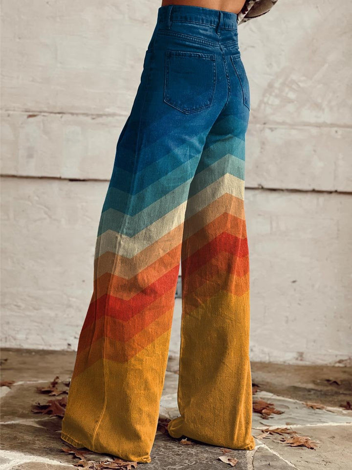 Ursula ™ -  Orange and Blue Stripes Wide Leg Pants