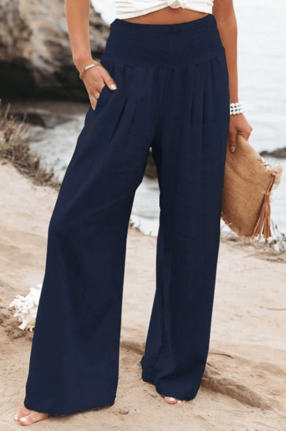 Milda™ High-Waist Cotton Linen Palazzo Trousers